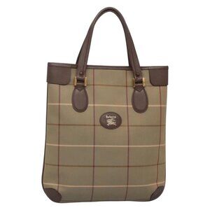 Burberrys Nova Check Tote Bag Canvas Beige Gold Auth ep10702